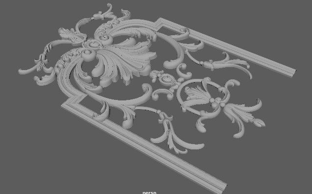 Central decor ornament for furniture 3D model_2