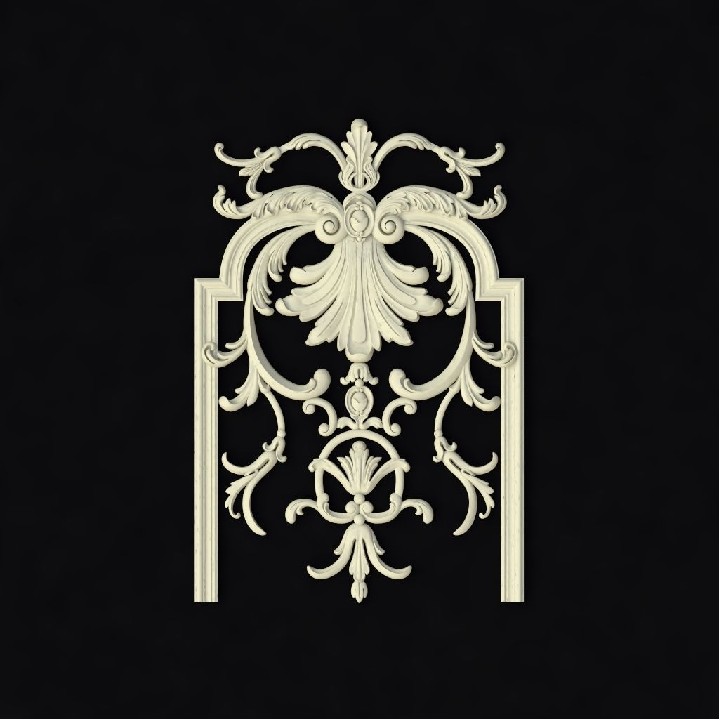 Central decor ornament for furniture 3D model_1