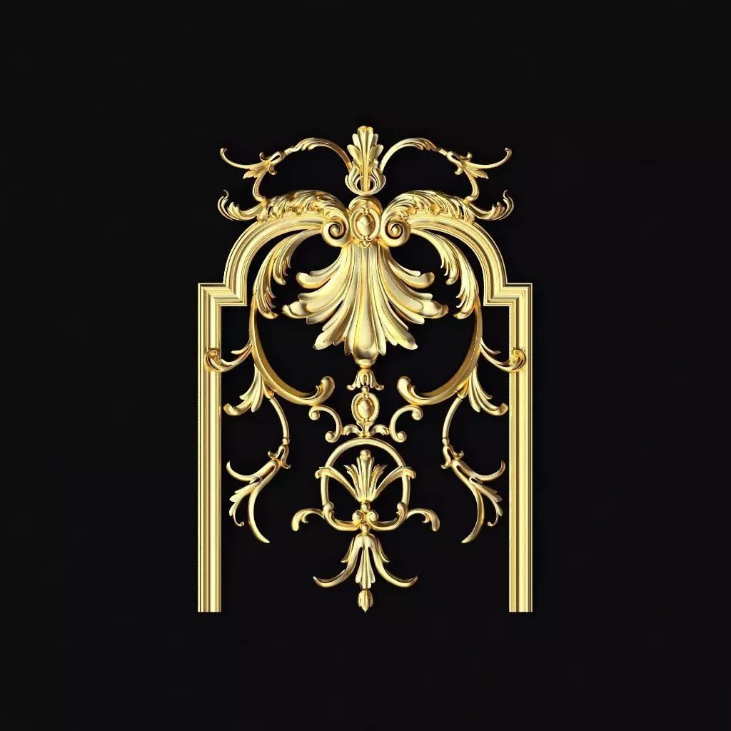 Central decor ornament for furniture 3D model_0