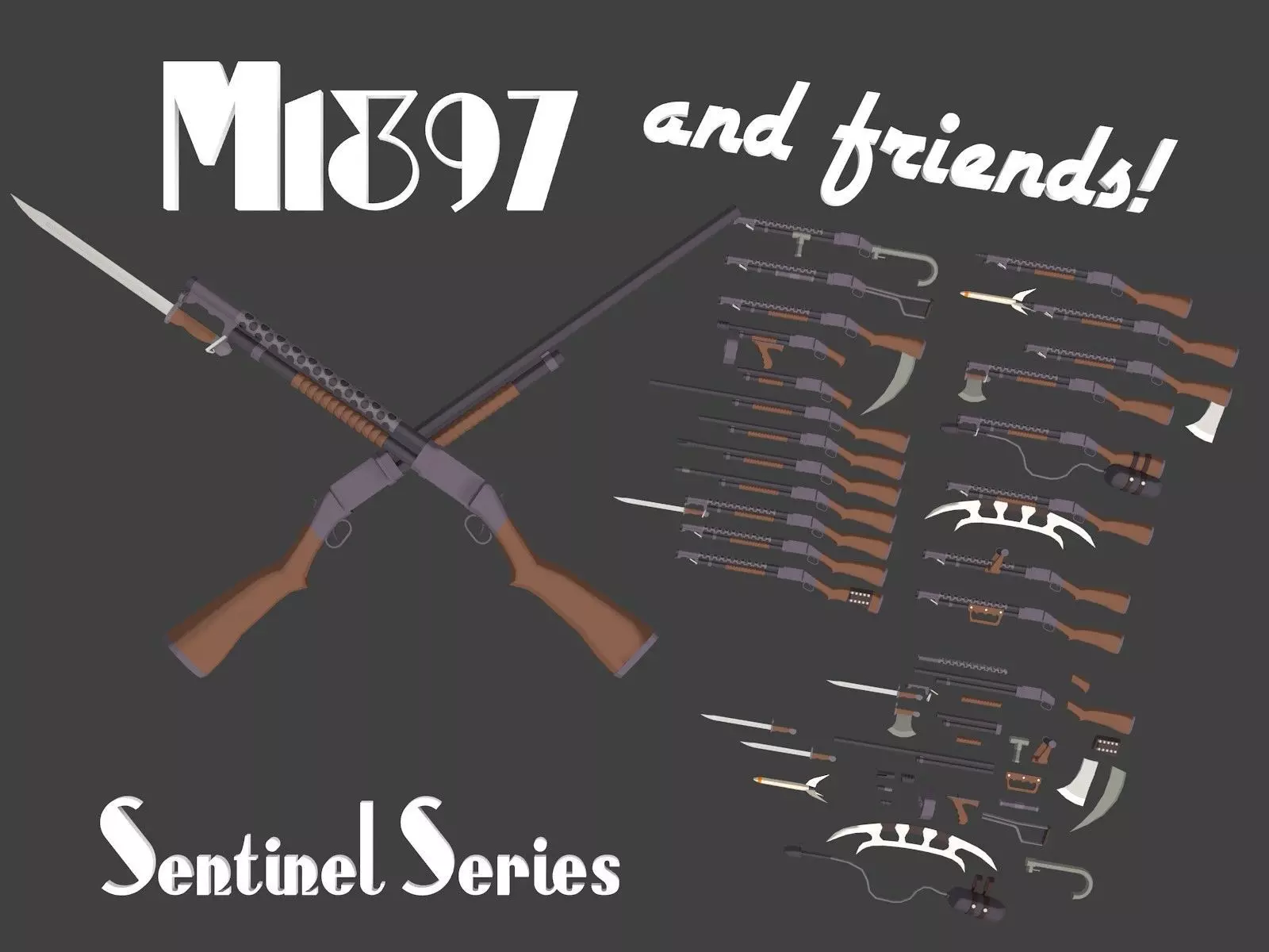 Sentinel Series M1897 Low-poly 3D model_0