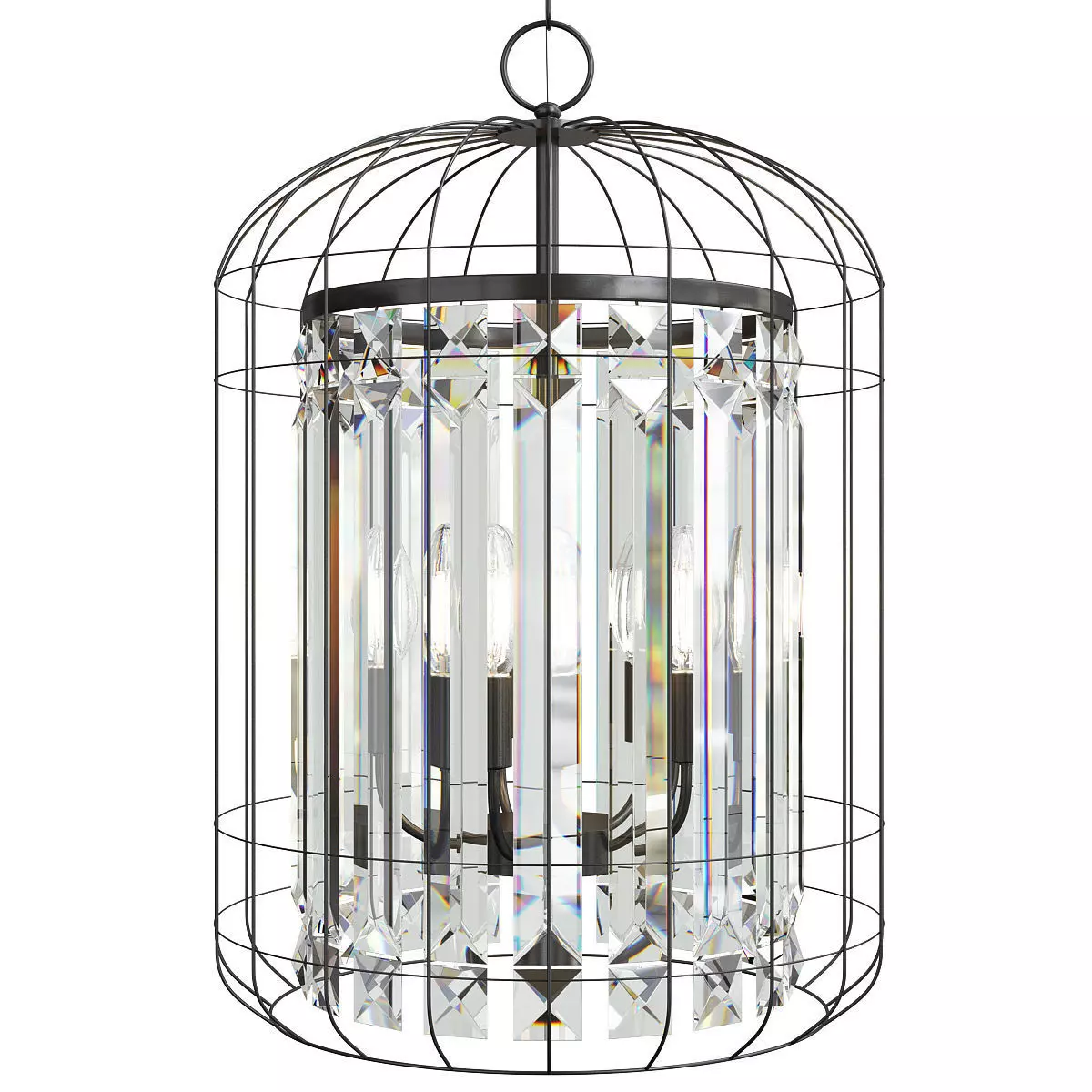 4 Light Black Bird Cage Crystal Chandelier Glam Lighting Low-poly 3D model