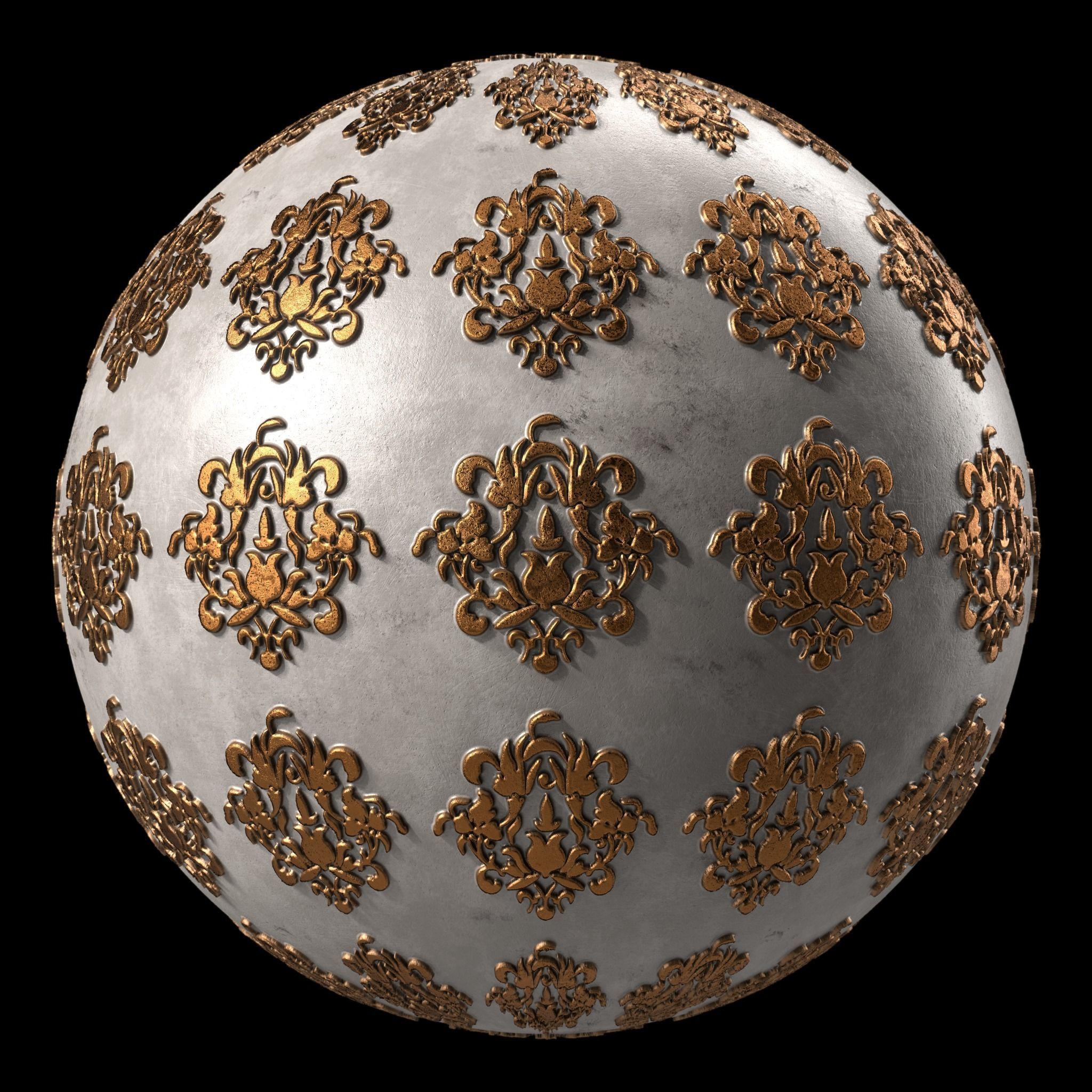 Plaster Materials 4- Ornament Plaster Pbr 4k seamless Sbsar Low-poly 3D model_1