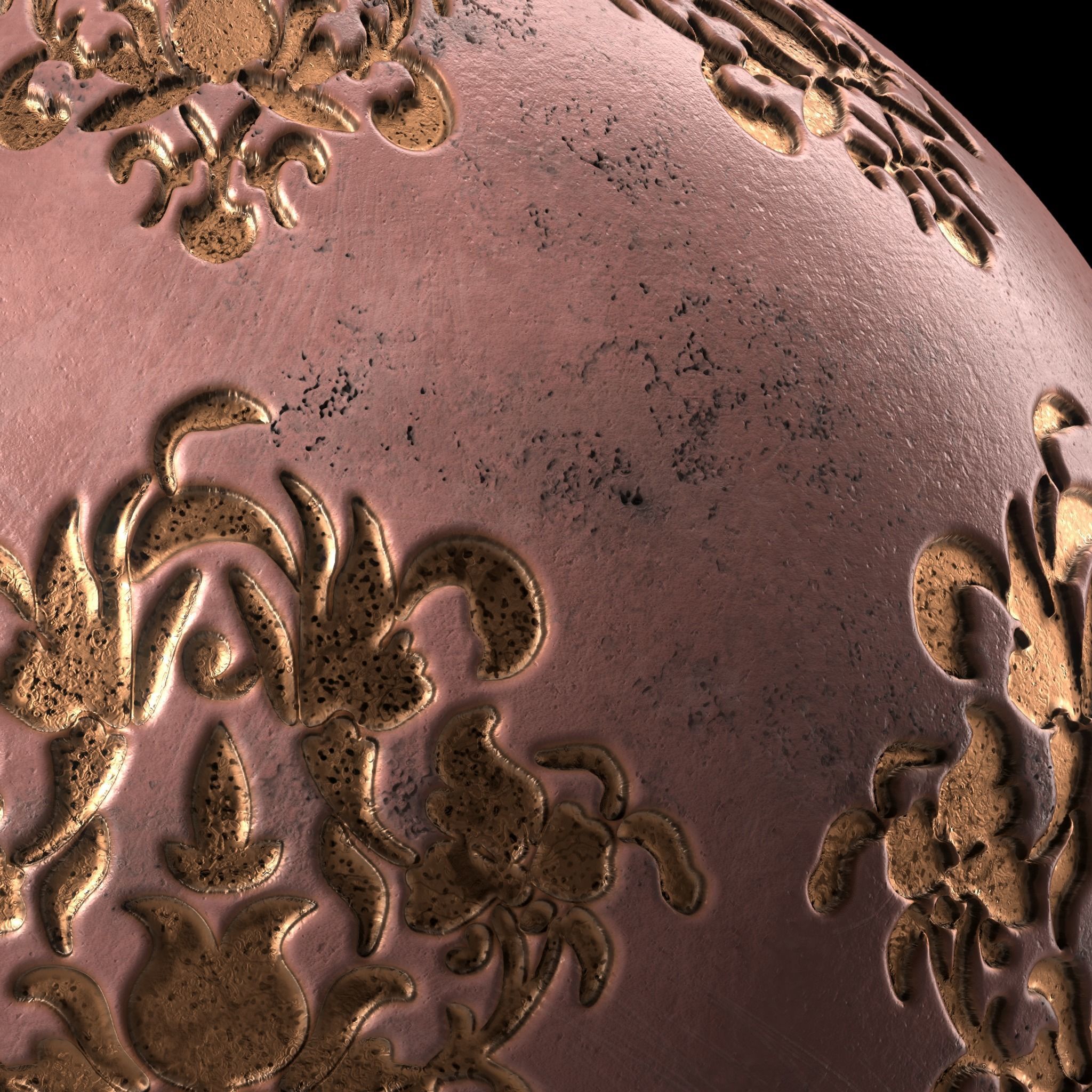 Plaster Materials 4- Ornament Plaster Pbr 4k seamless Sbsar Low-poly 3D model_4