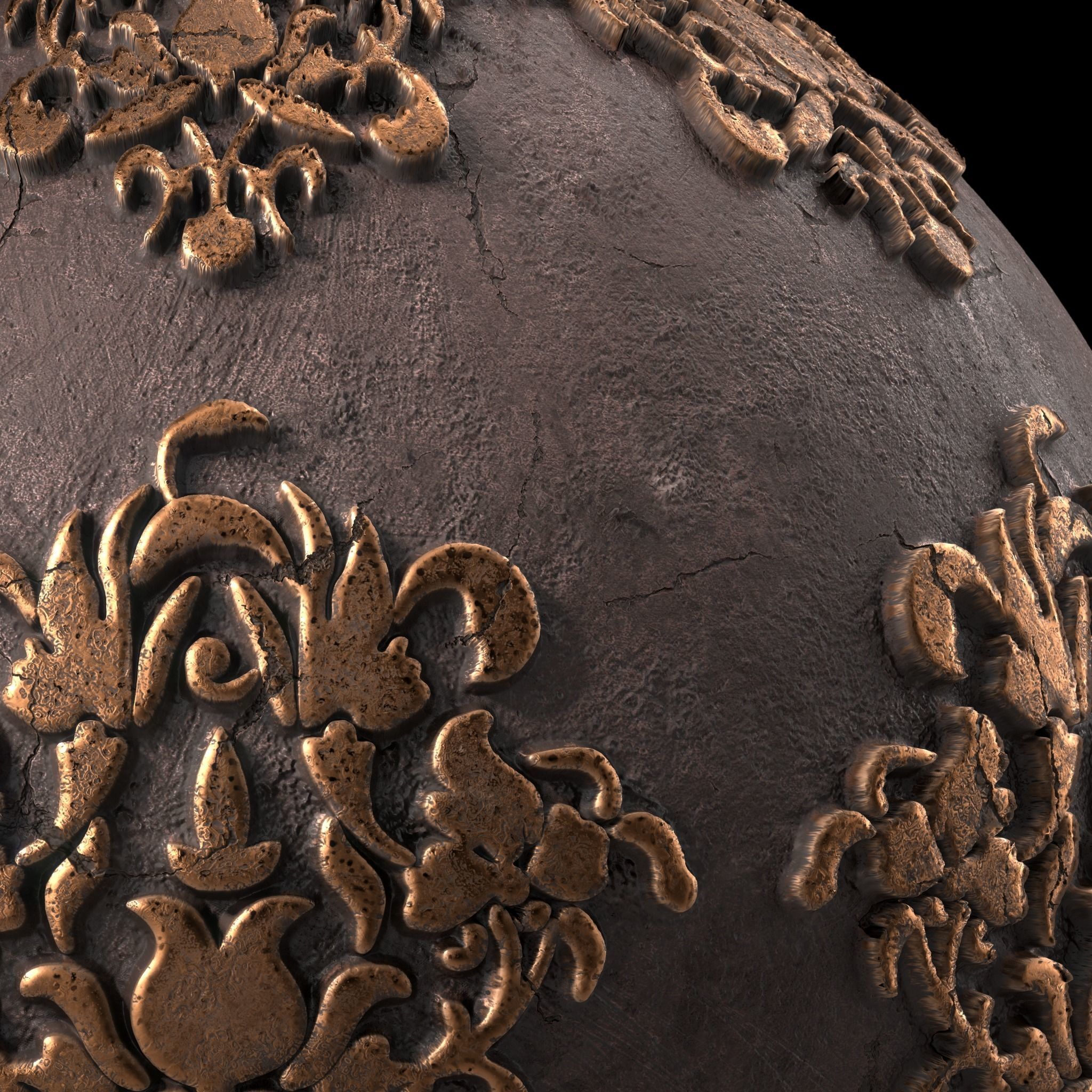 Plaster Materials 4- Ornament Plaster Pbr 4k seamless Sbsar Low-poly 3D model_6