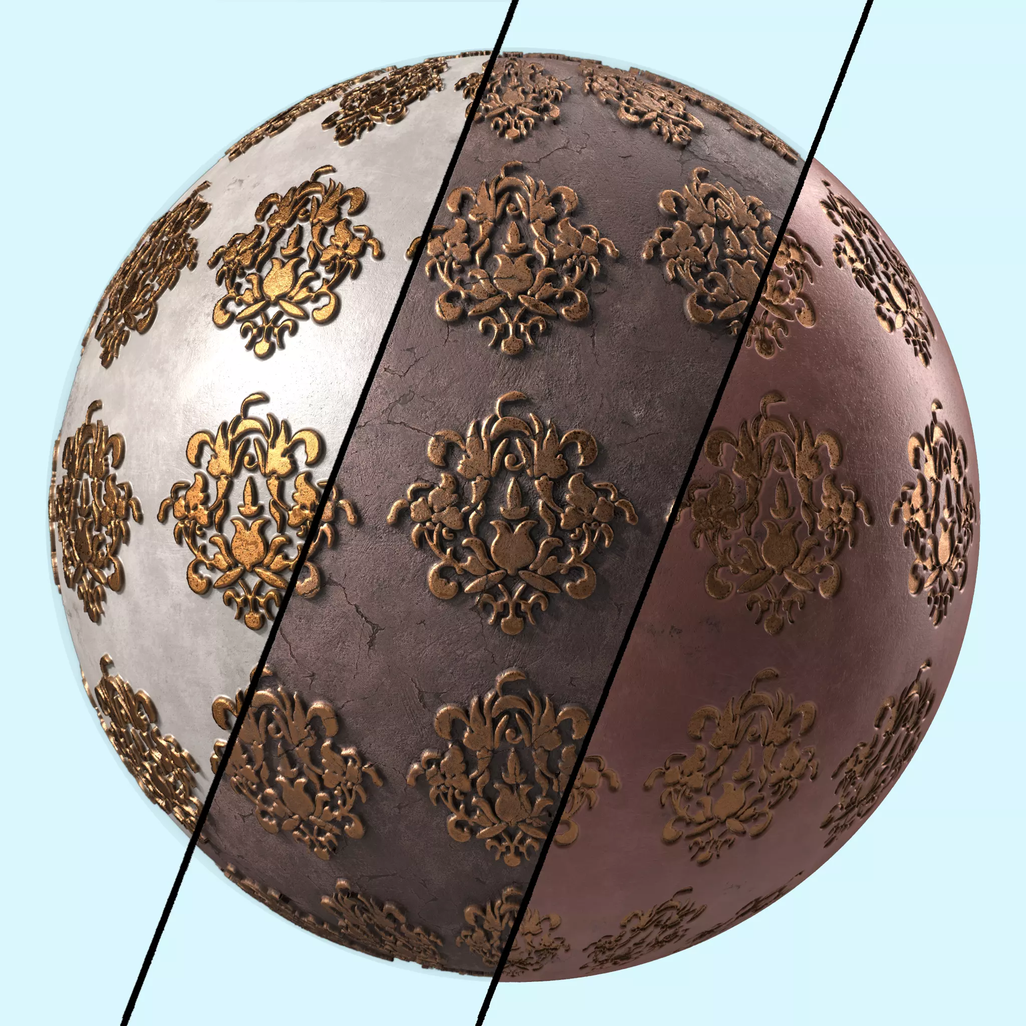 Plaster Materials 4- Ornament Plaster Pbr 4k seamless Sbsar Low-poly 3D model_0