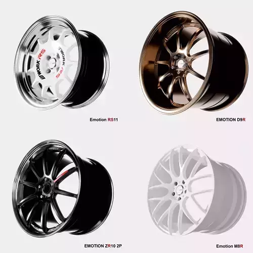 Work emotion wheels pack 3D Model Collection