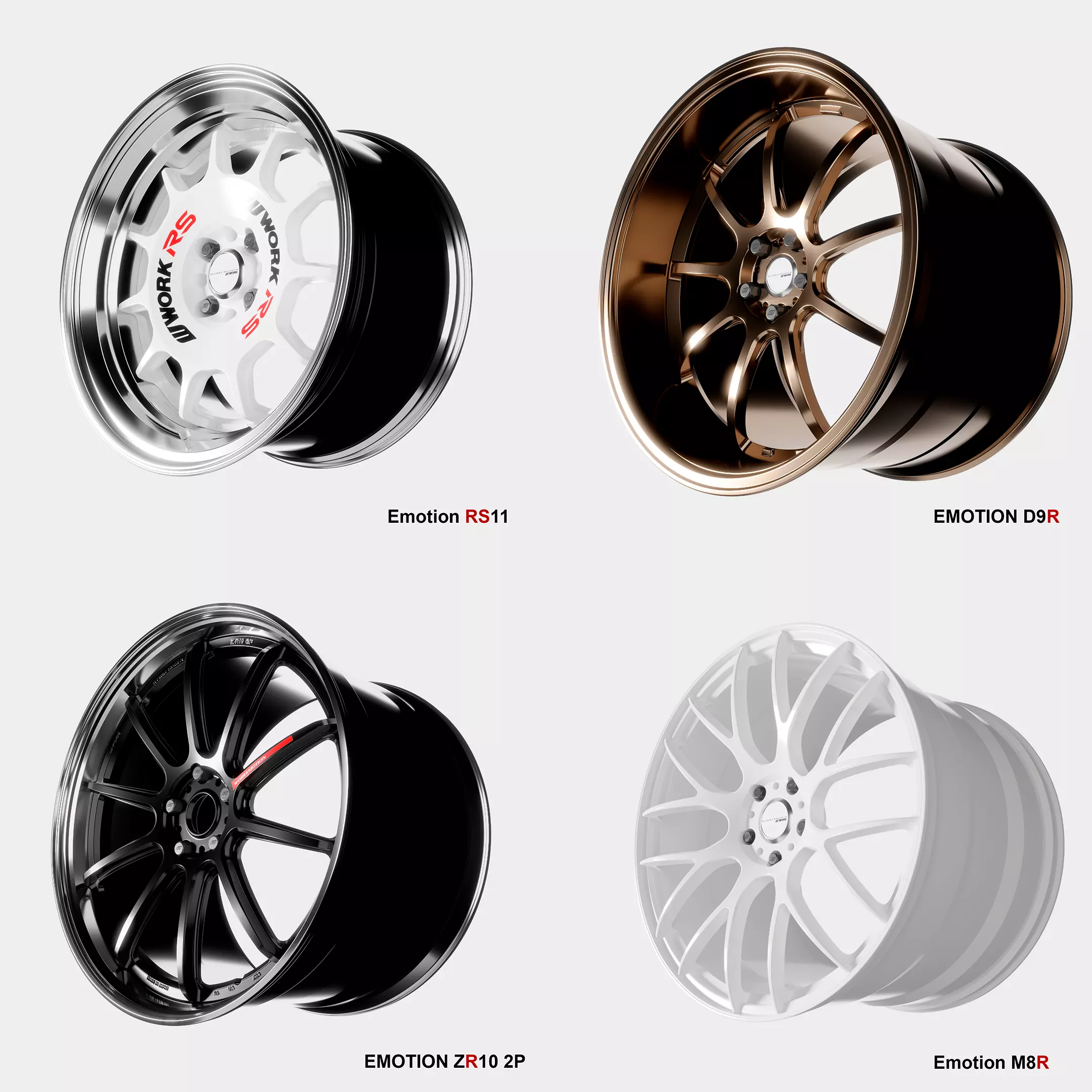 Work emotion wheels pack 3D Model Collection_0