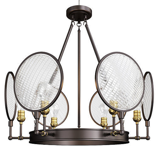 Cartweight 6 Light Oil Rubbed Bronze Round Chandelier Low-poly 3D model