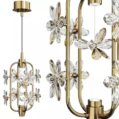 MARGARITA gold chandelier with crystals hanging from it