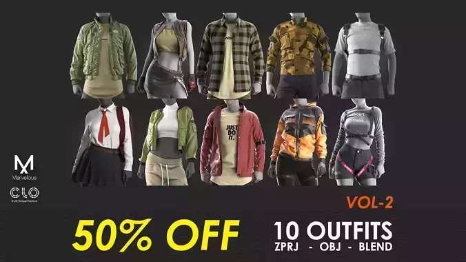 10 Outfits VOL 2 - Marvelous - CLO Project file