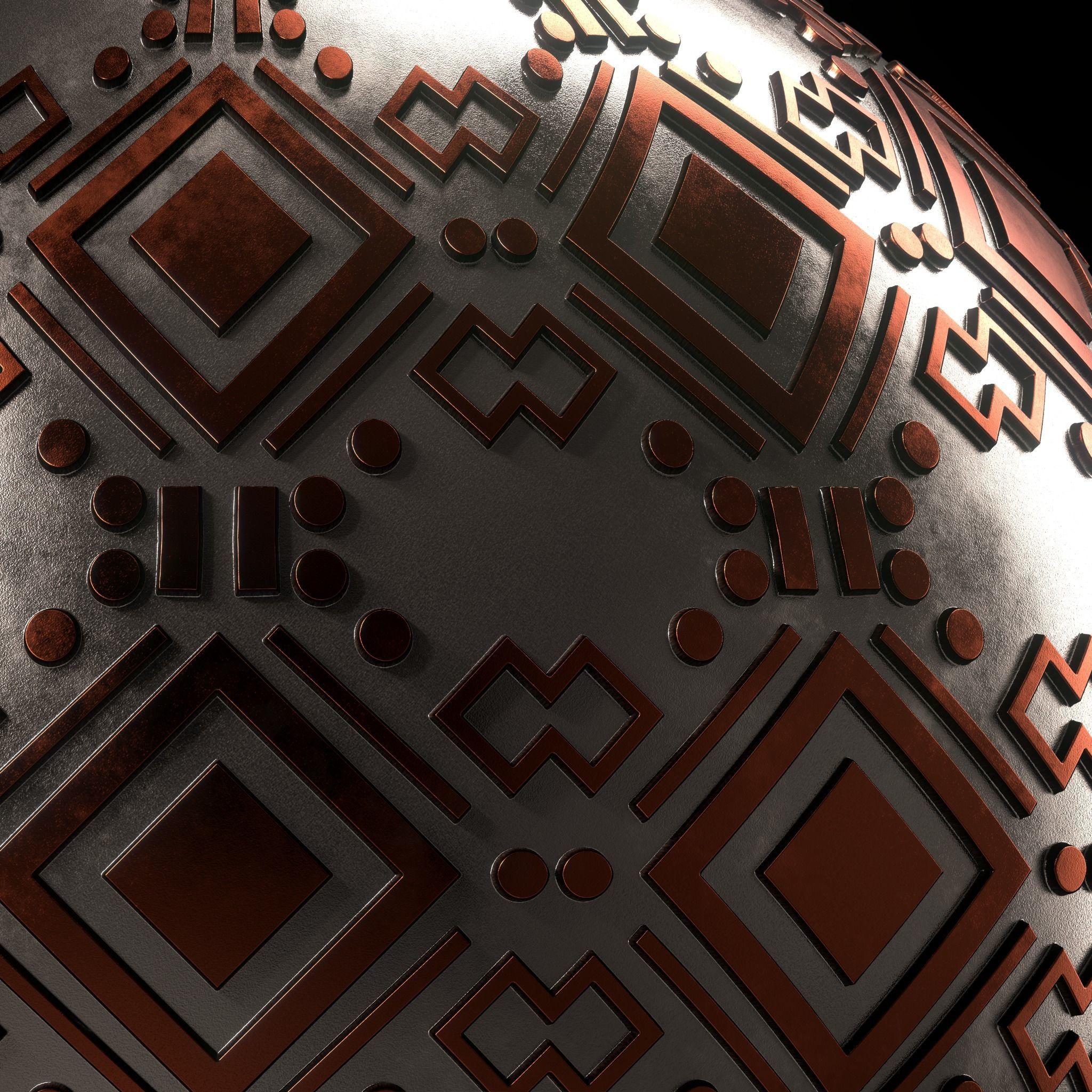 Metal Materials 26- Ornament Metal panels Pbr 4k Seamless Low-poly 3D model_2