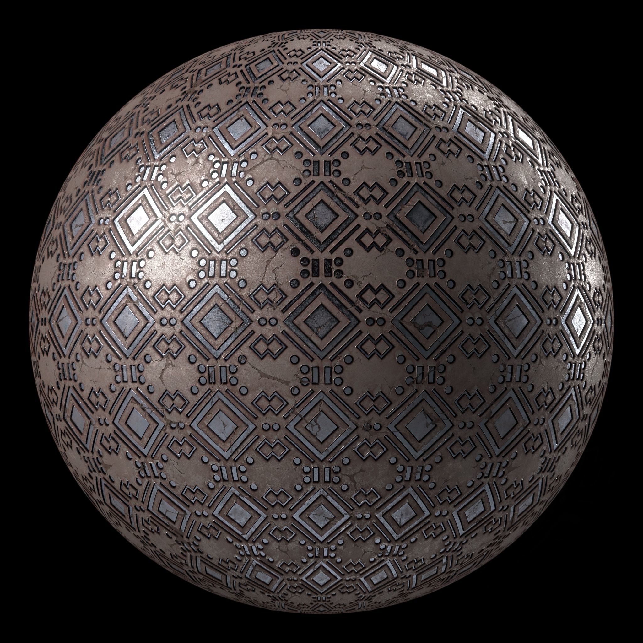 Metal Materials 26- Ornament Metal panels Pbr 4k Seamless Low-poly 3D model_5