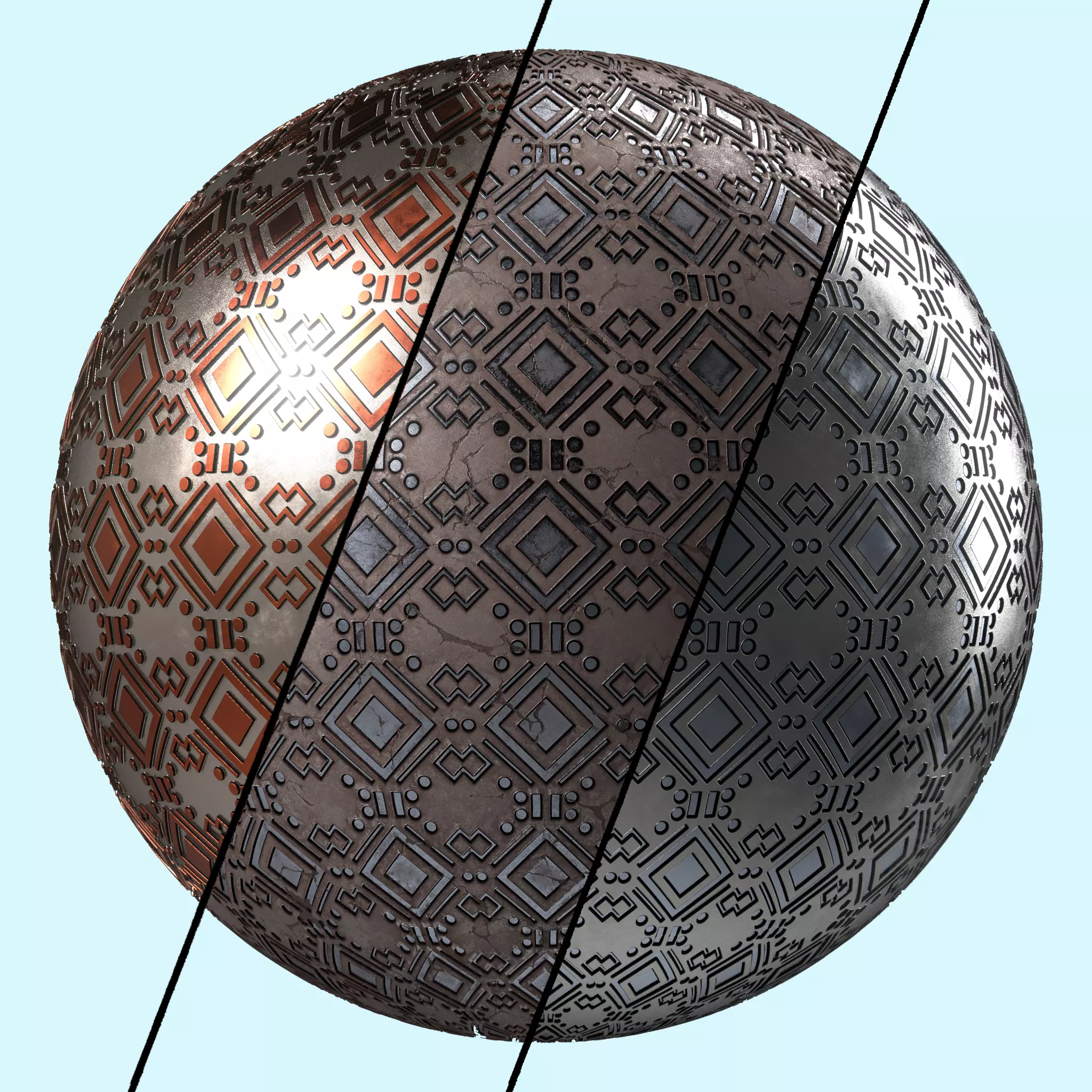 Metal Materials 26- Ornament Metal panels Pbr 4k Seamless Low-poly 3D model_0