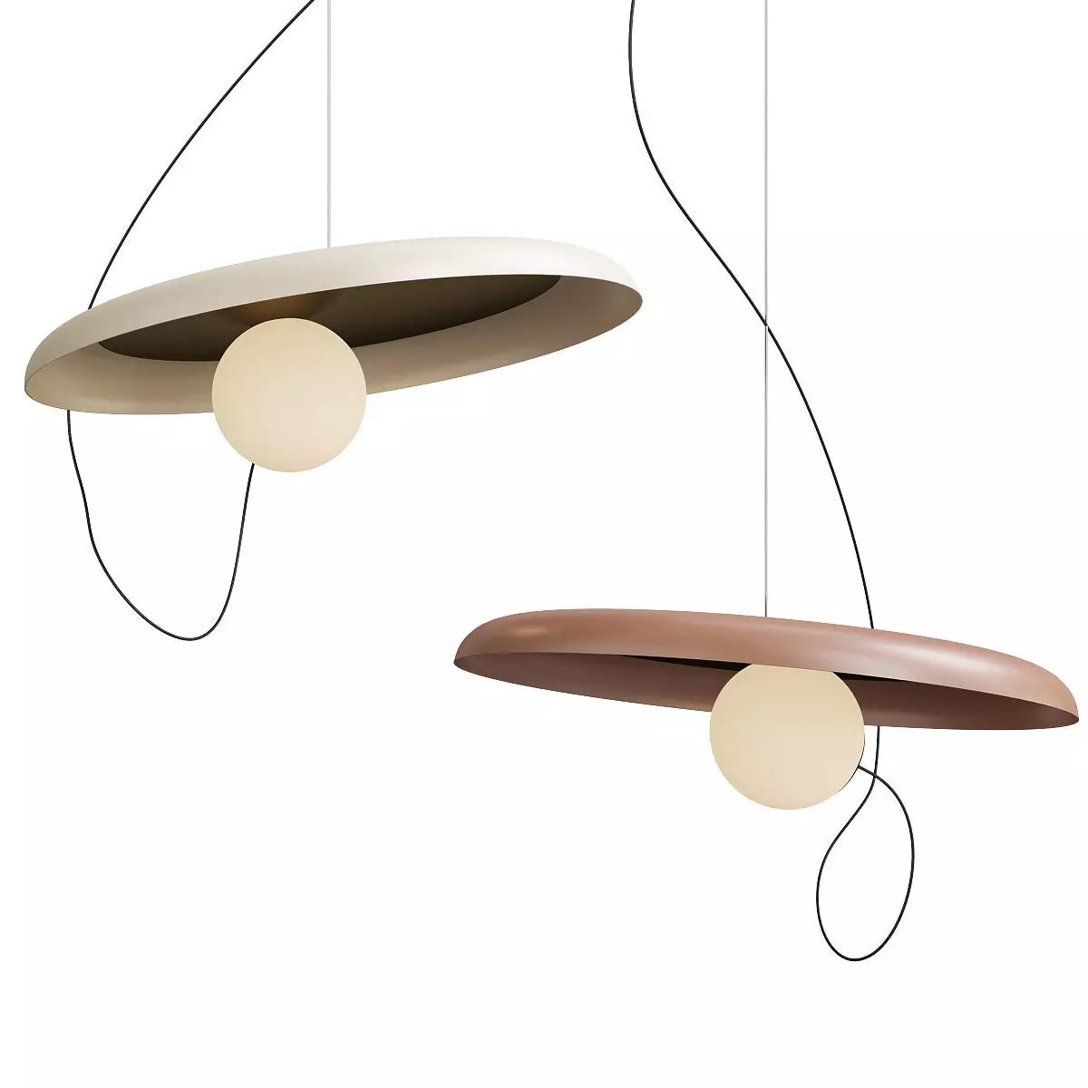 MARGOTT pendant light with two balls hanging from it Low-poly 3D model