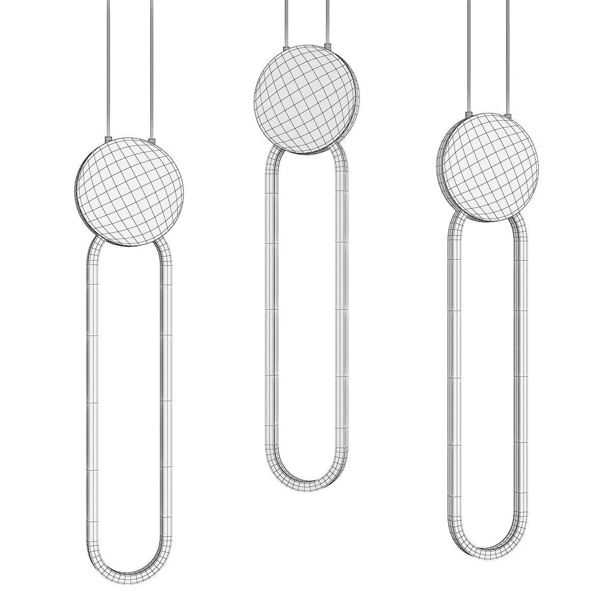 MANCHESTER three pendants in gold Low-poly 3D model_1