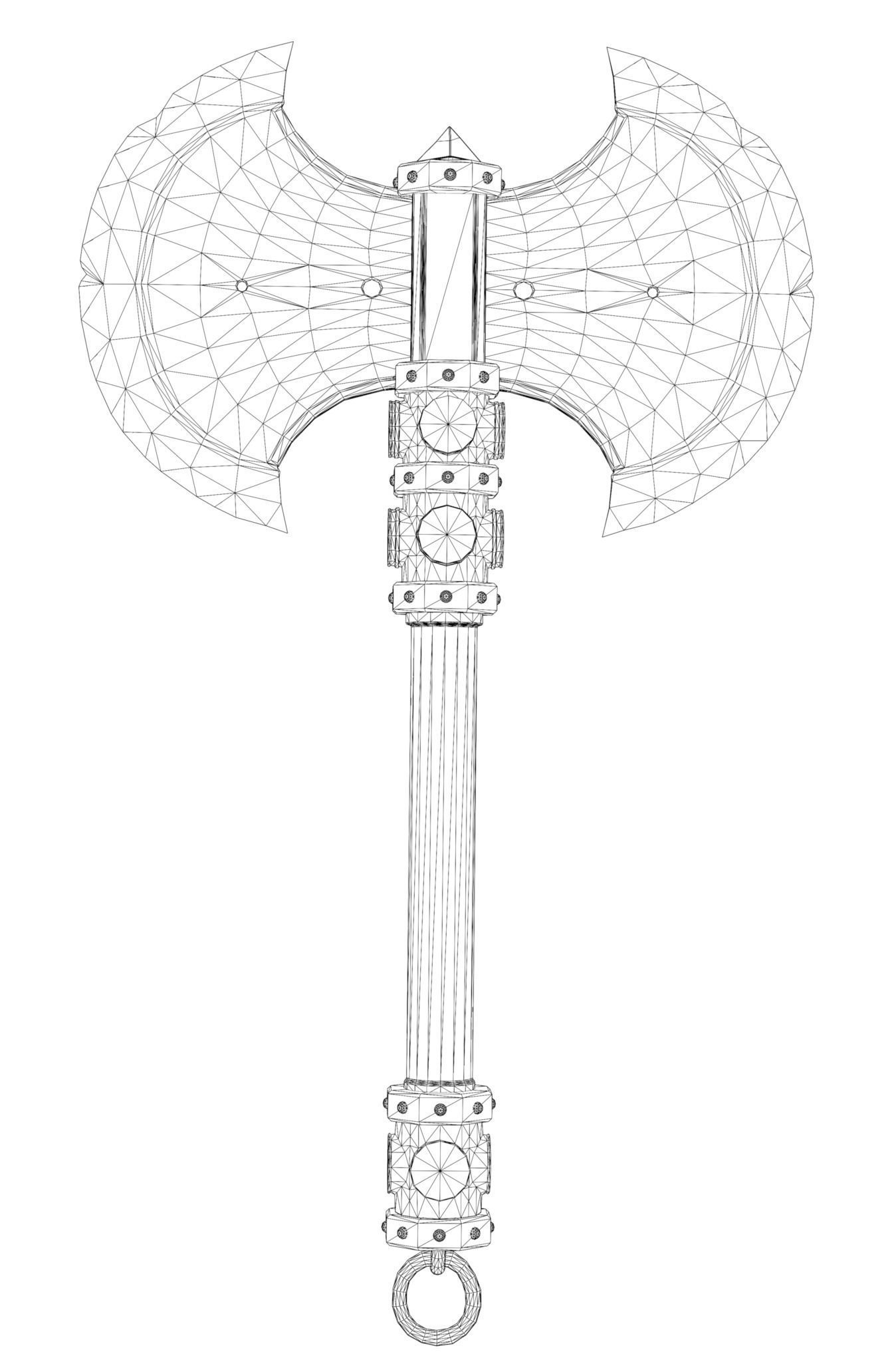 Dwarf battle axe Low-poly 3D model_7