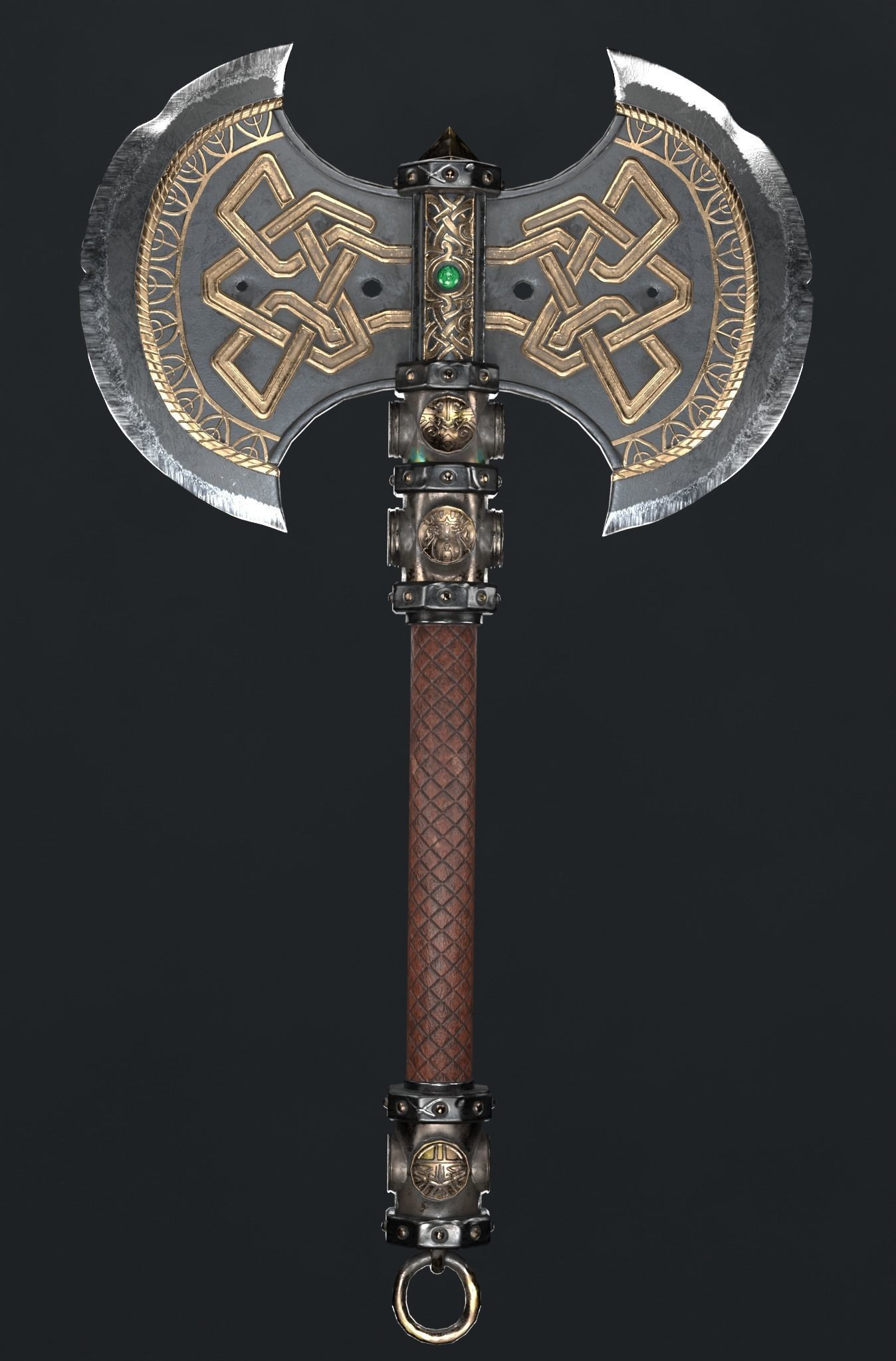 Dwarf battle axe Low-poly 3D model_1
