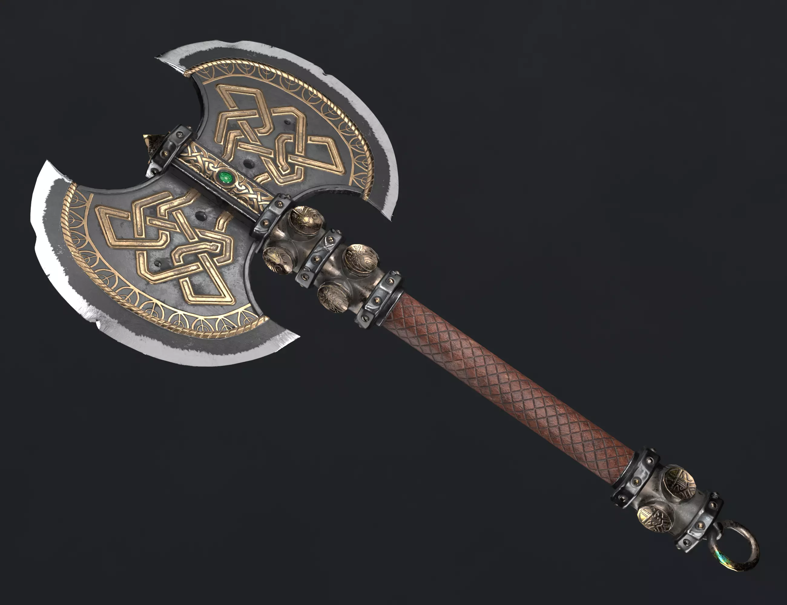 Dwarf battle axe Low-poly 3D model_0