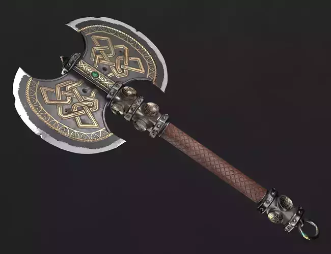 Dwarf battle axe Low-poly 3D model