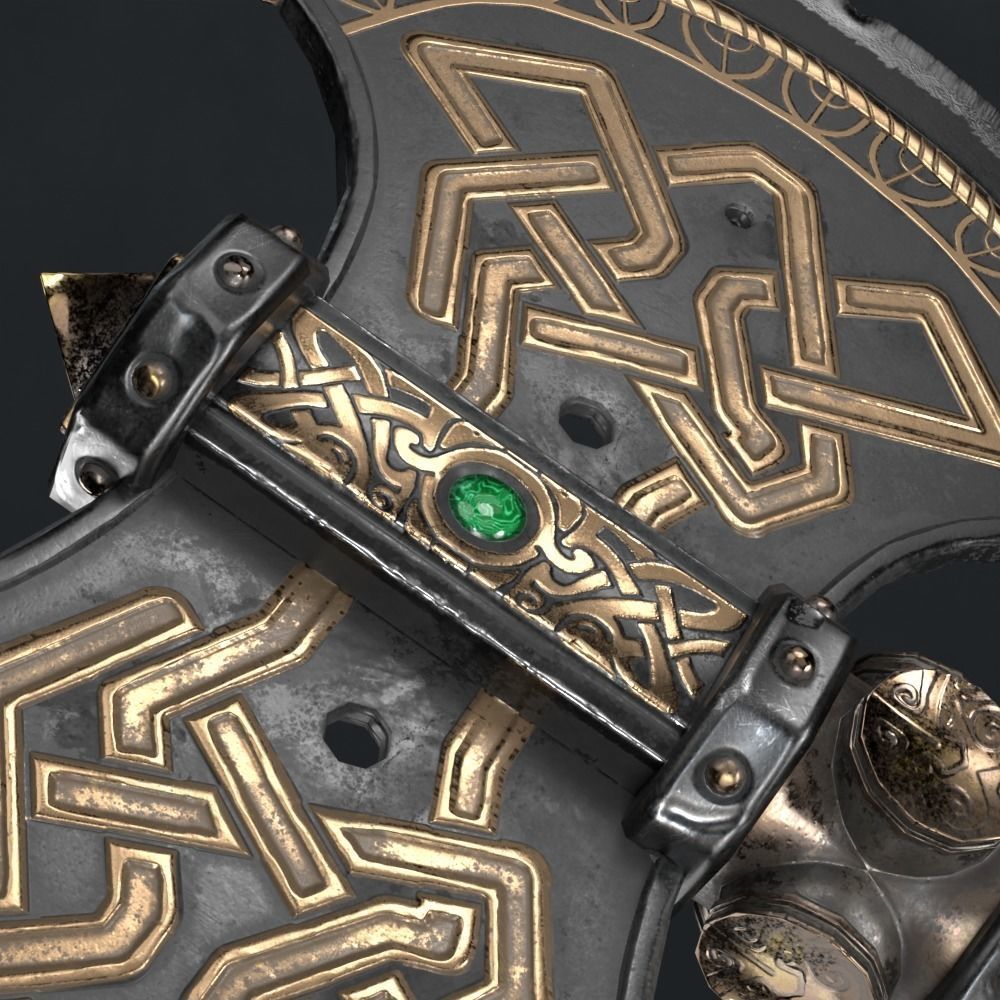 Dwarf battle axe Low-poly 3D model_4