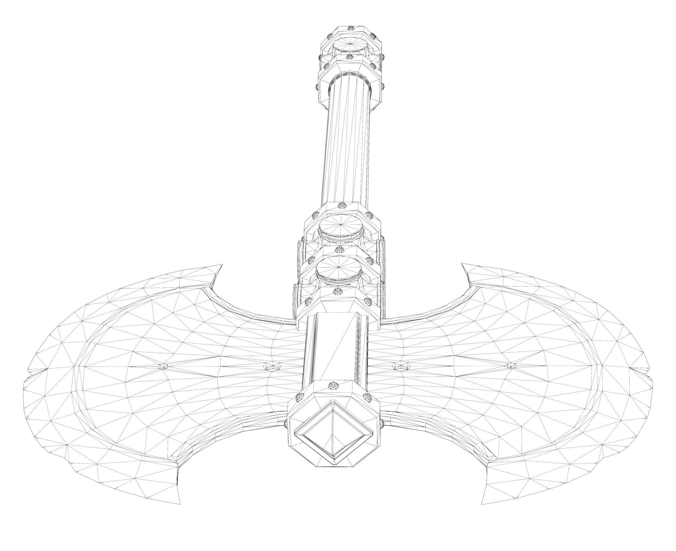 Dwarf battle axe Low-poly 3D model_6