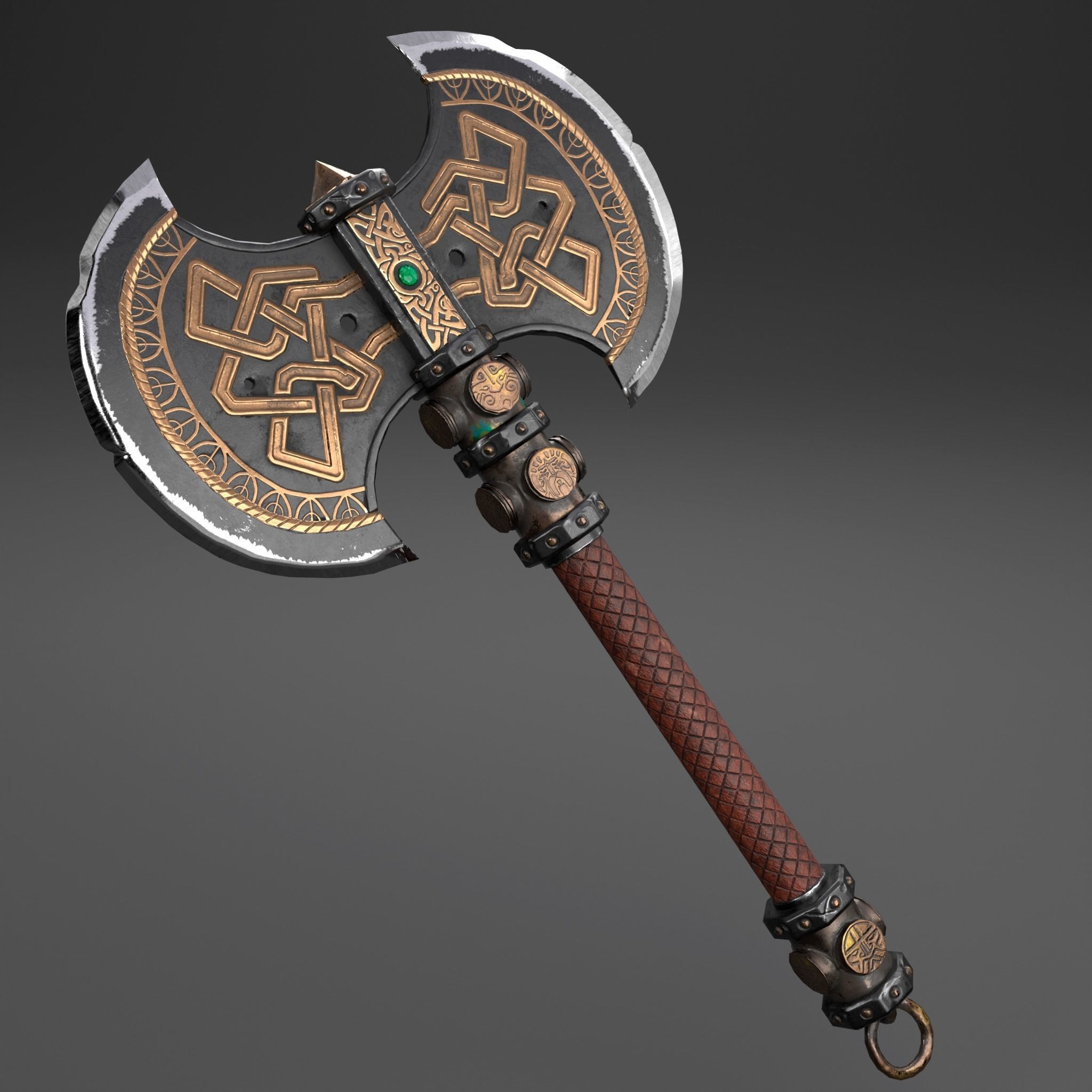 Dwarf battle axe Low-poly 3D model_5