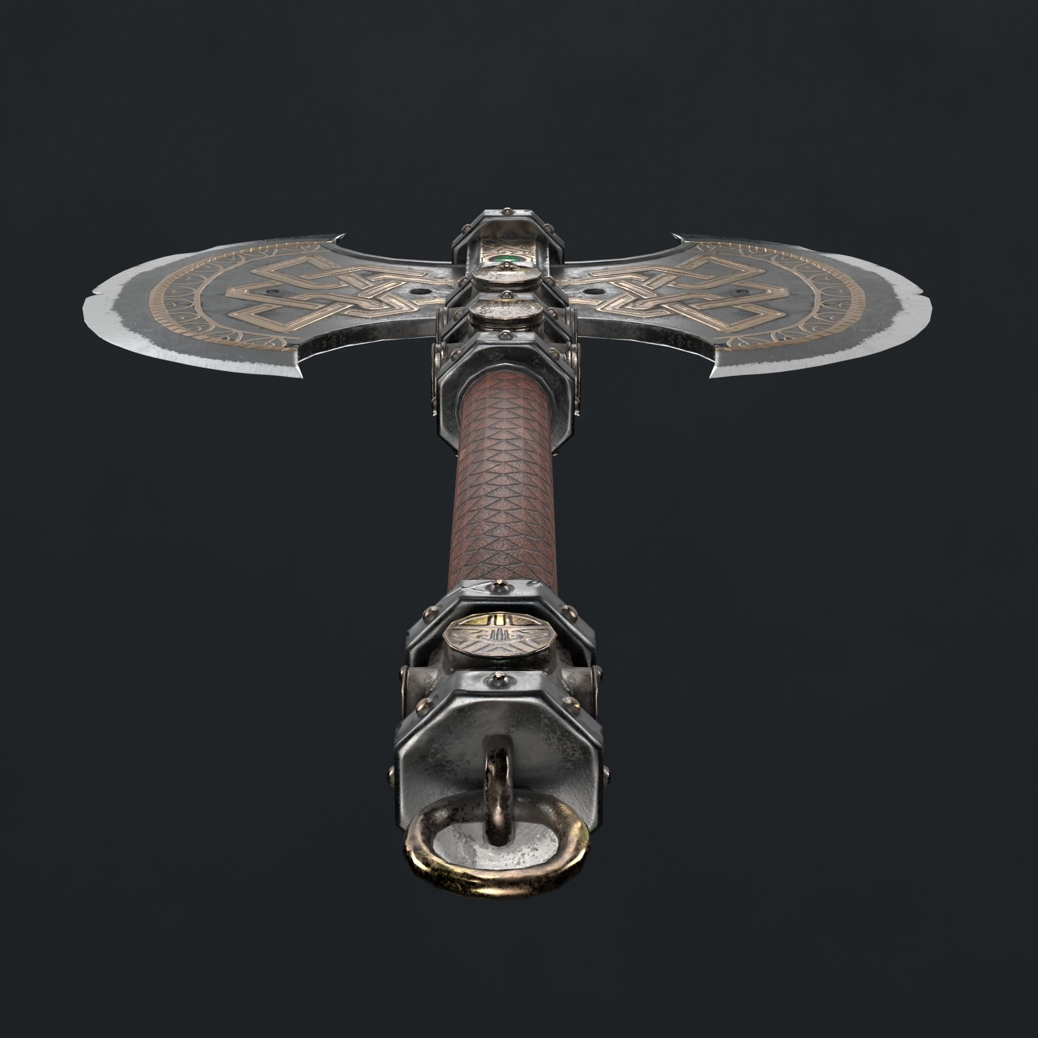 Dwarf battle axe Low-poly 3D model_2