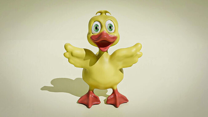 Cartoon Duck 3D Model for Games Low-poly 3D model