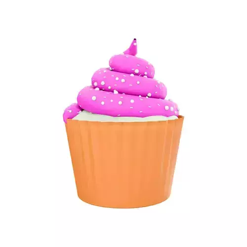 3d cute pink cupcake icon