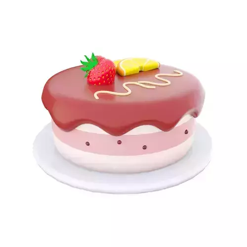 3d cake with peace of lemon and strawberry on top icon