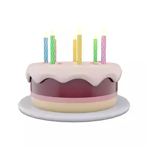 3d  birthday cake with candles 3D model