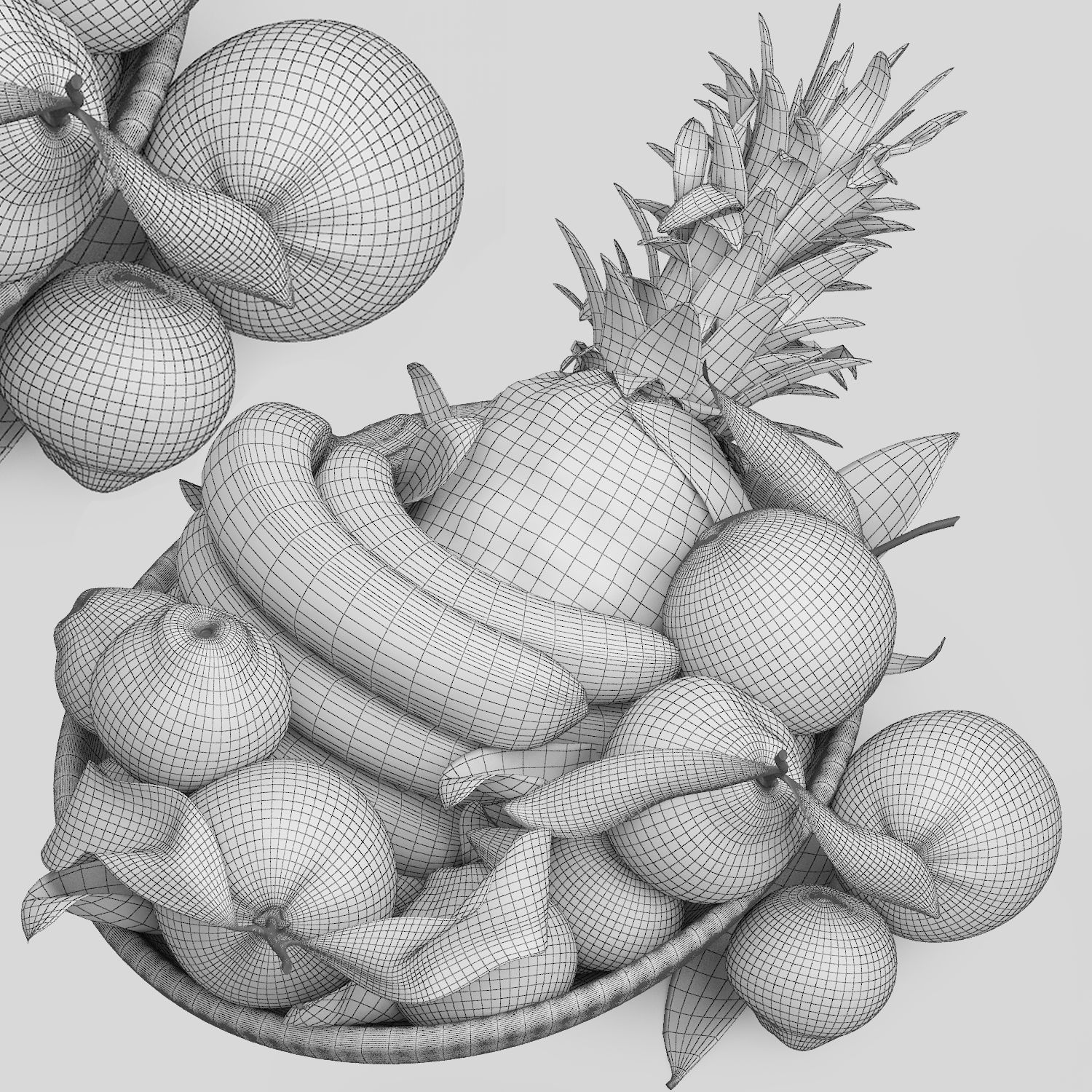 bowls of fruits collection 03 3D model_7