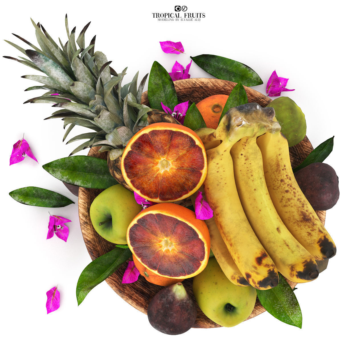 bowls of fruits collection 03 3D model_32