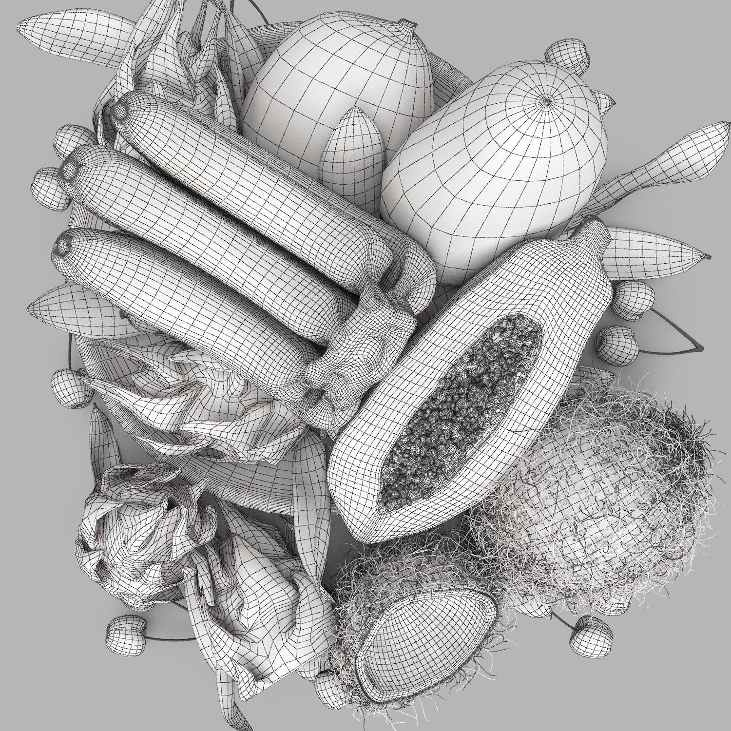 bowls of fruits collection 03 3D model_25