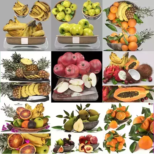 bowls of fruits collection 03 3D model bowls of fruits collection 03 3D model