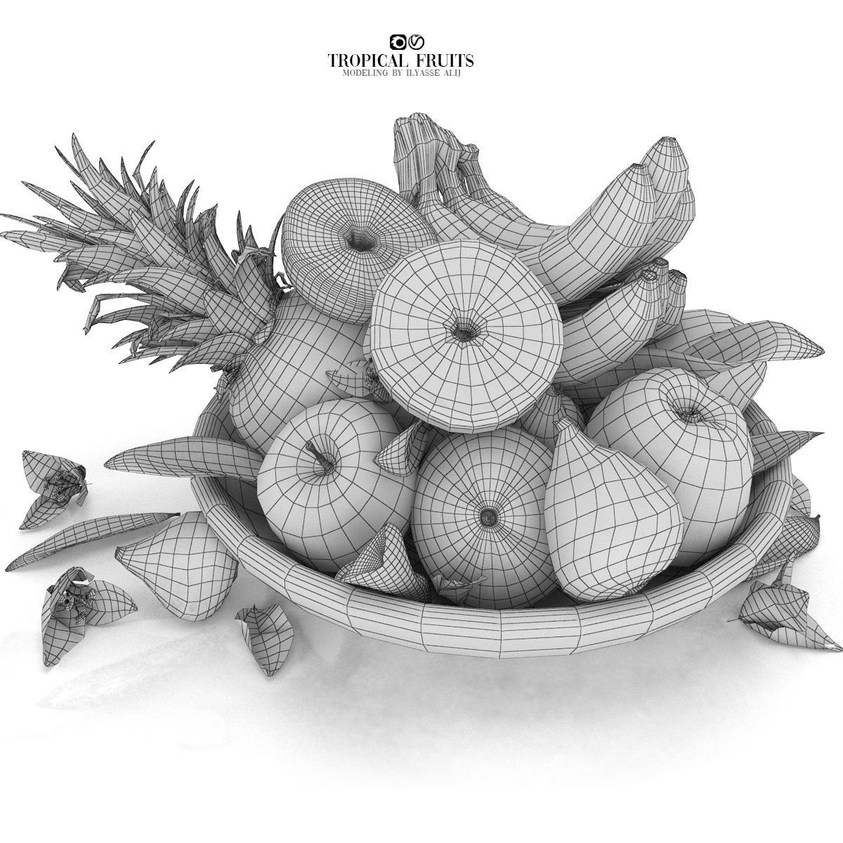 bowls of fruits collection 03 3D model_31