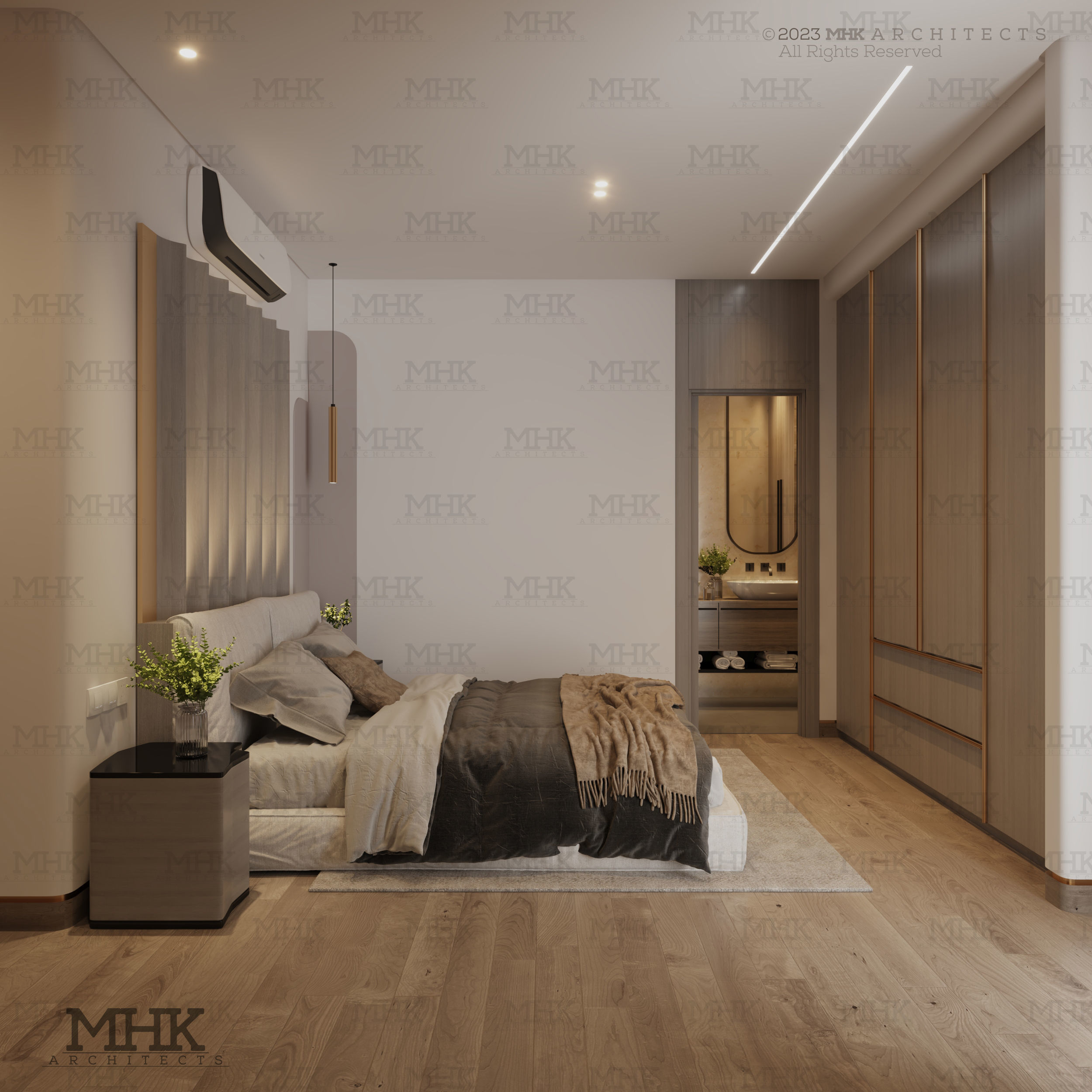 Cozy Master Bedroom with bathroom interior scene 3D model 03 3D model_2