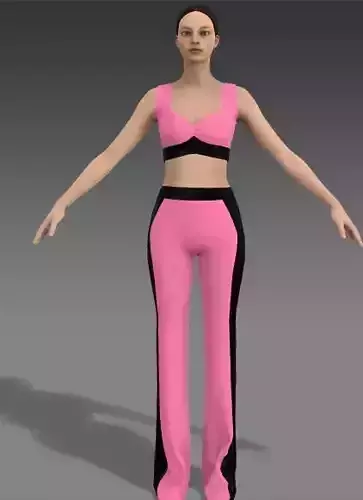 Sport wear two pieces color black and  sugar pink