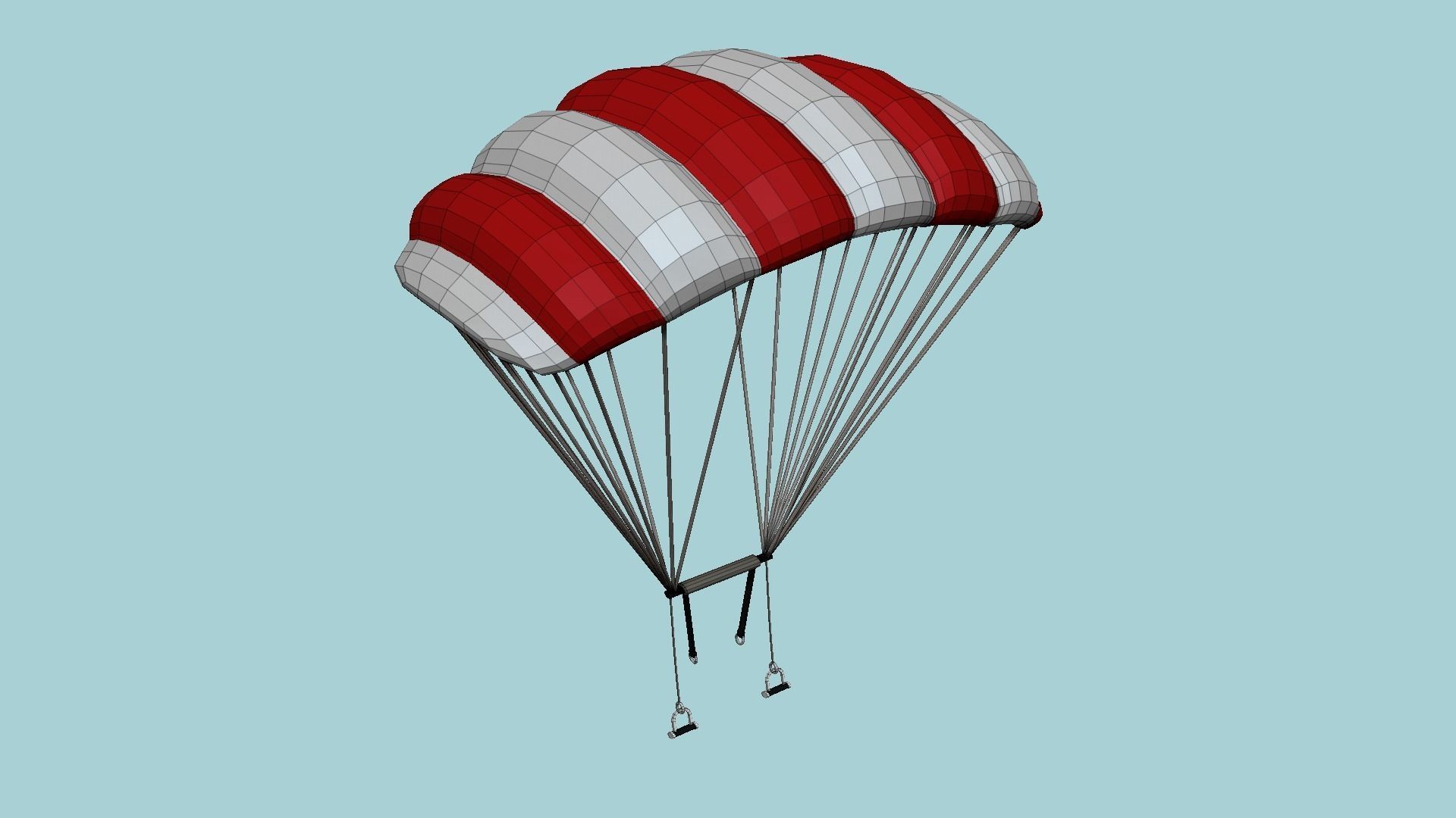 Parachute A01 White Red - Character Accessories Design Low-poly 3D model_7