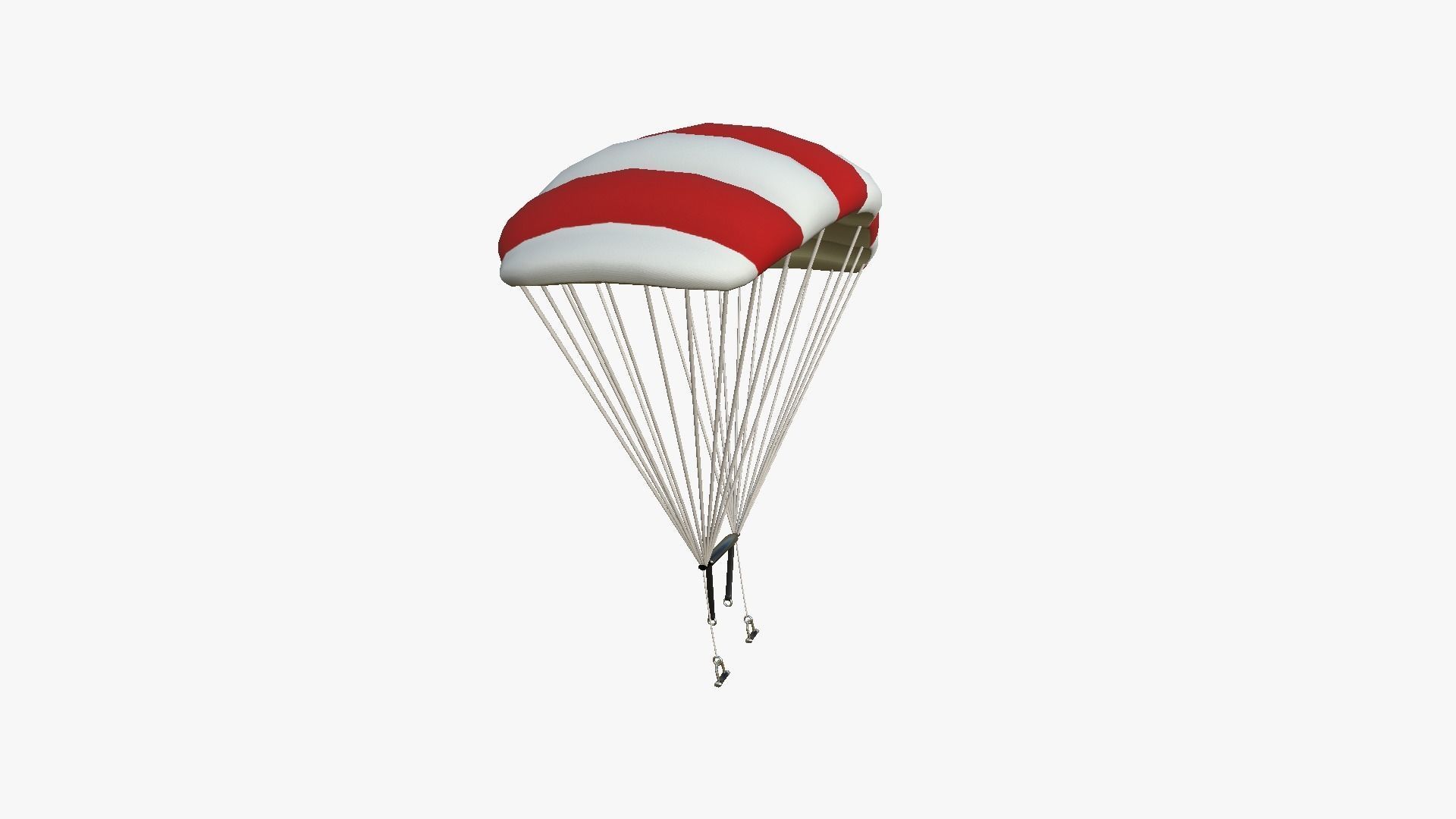 Parachute A01 White Red - Character Accessories Design Low-poly 3D model_3