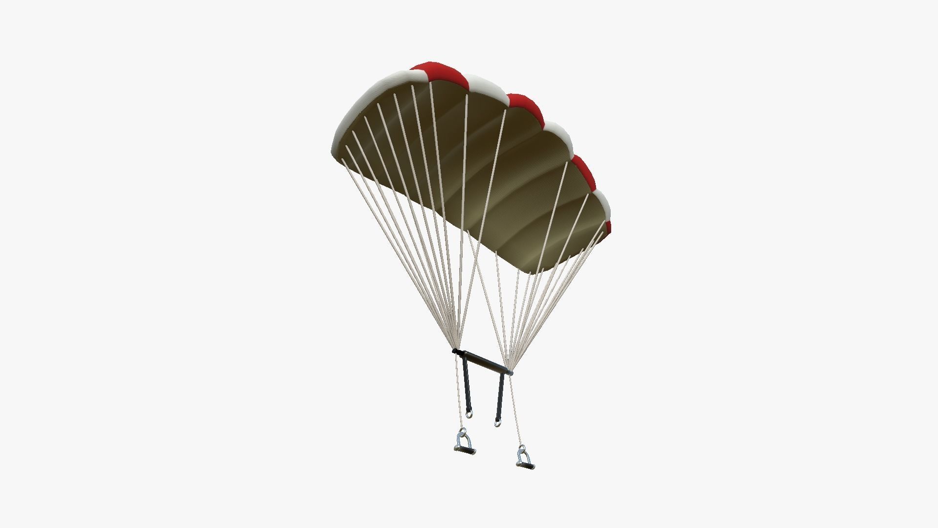 Parachute A01 White Red - Character Accessories Design Low-poly 3D model_4