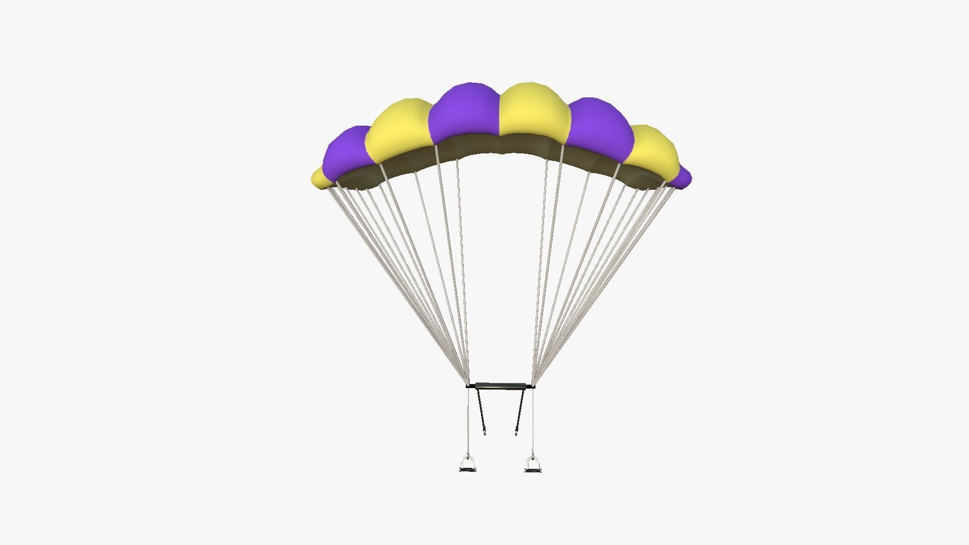 Parachute A02 Purple Yellow - Character Accessories Design Low-poly 3D model_2