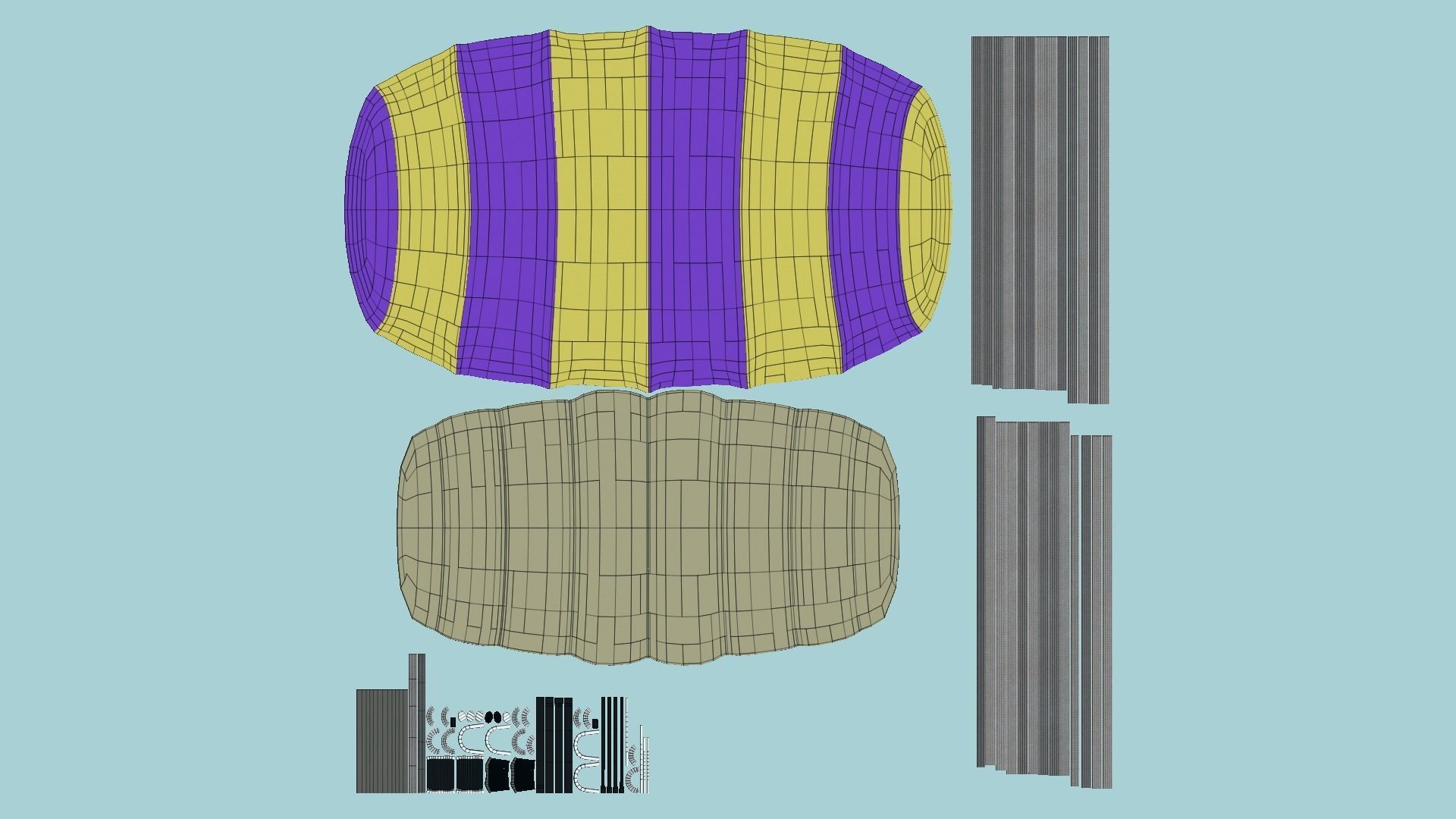 Parachute A02 Purple Yellow - Character Accessories Design Low-poly 3D model_6