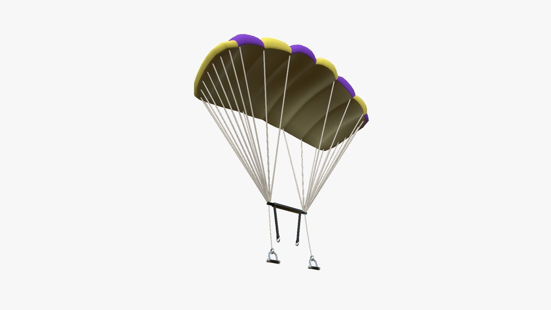 Parachute A02 Purple Yellow - Character Accessories Design Low-poly 3D model_4