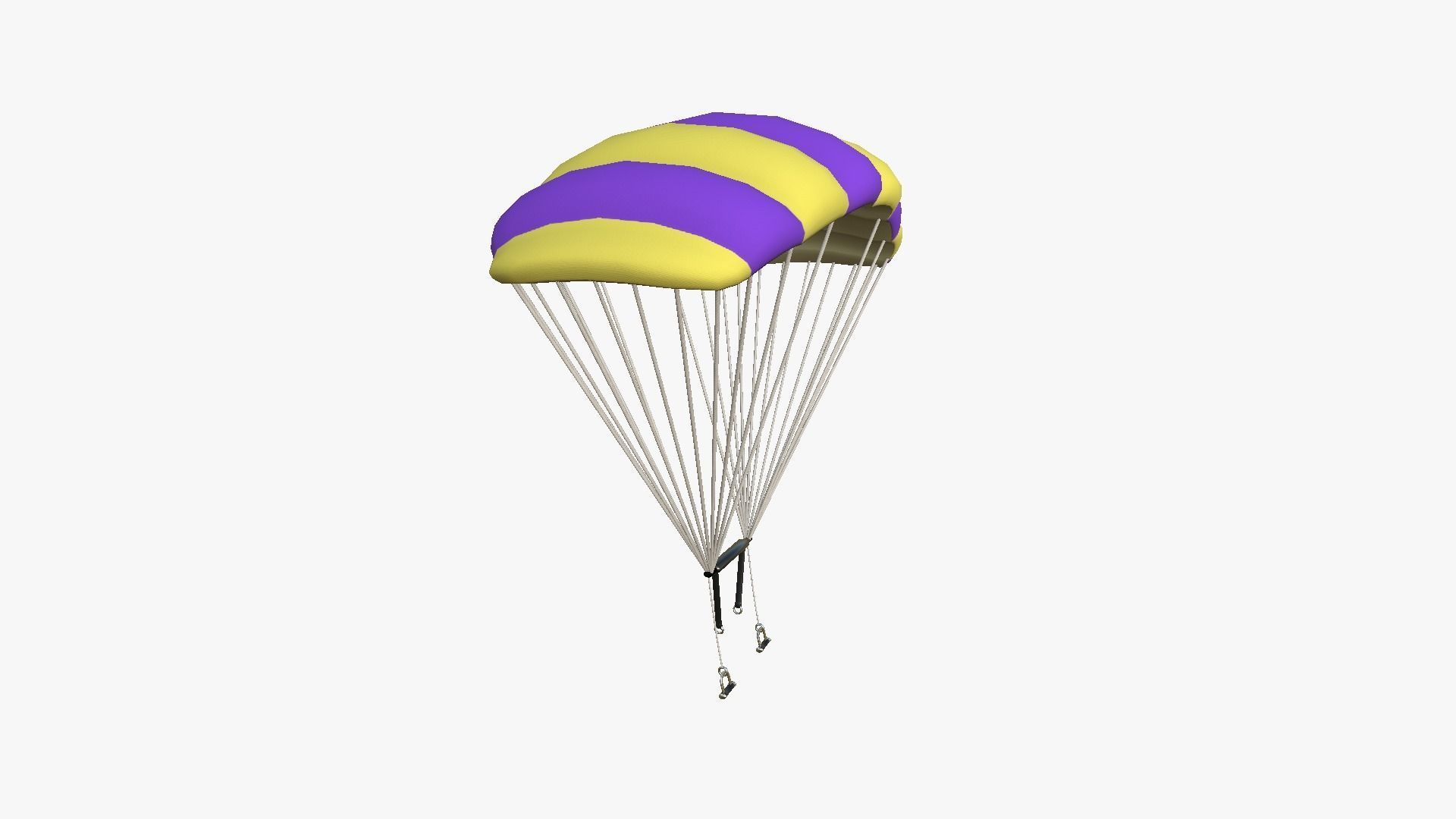 Parachute A02 Purple Yellow - Character Accessories Design Low-poly 3D model_3