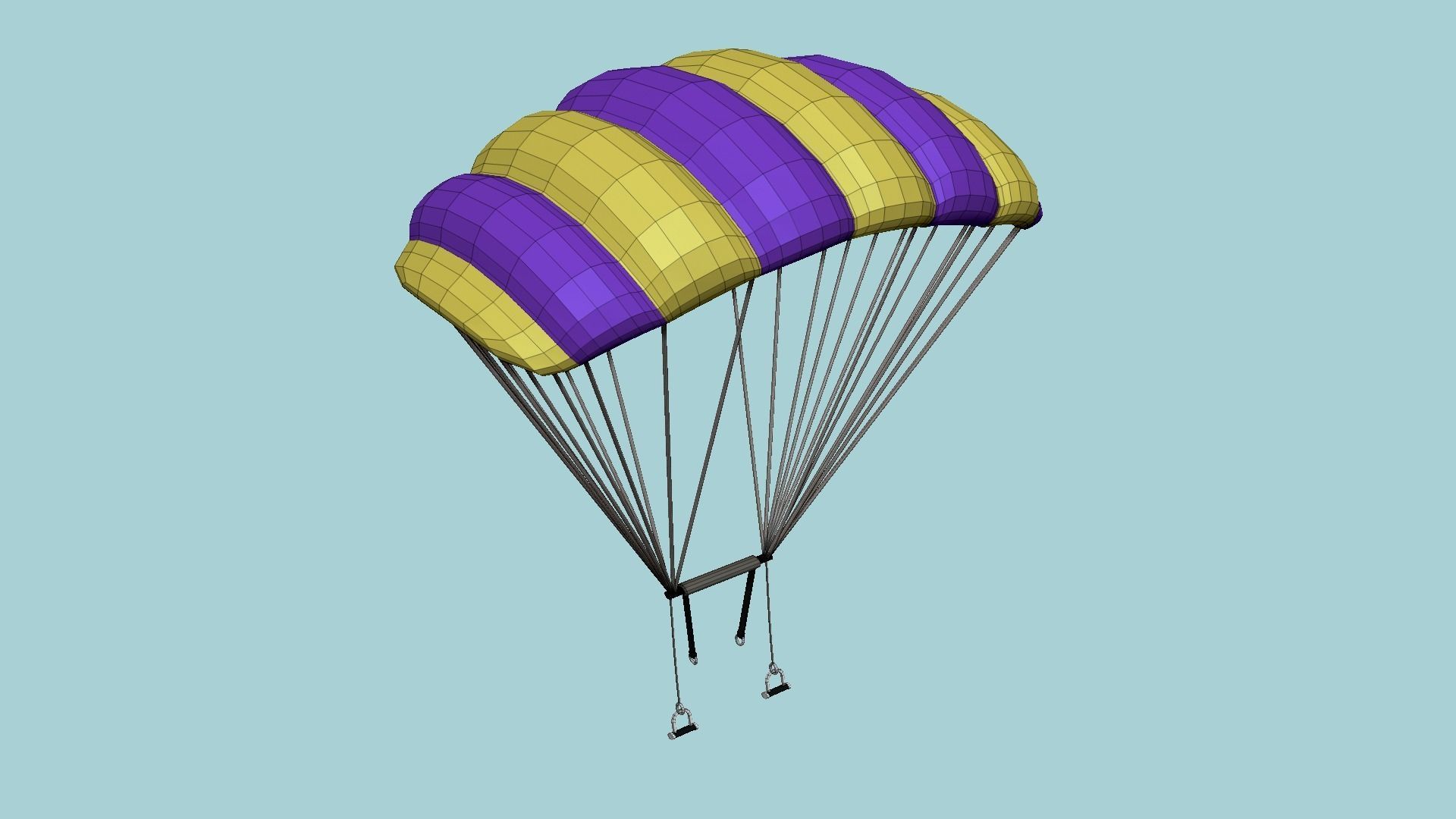Parachute A02 Purple Yellow - Character Accessories Design Low-poly 3D model_7