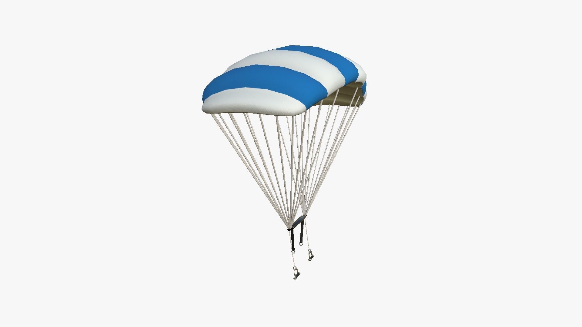 Parachute A03 White Blue - Character Accessories Design Low-poly 3D model_3