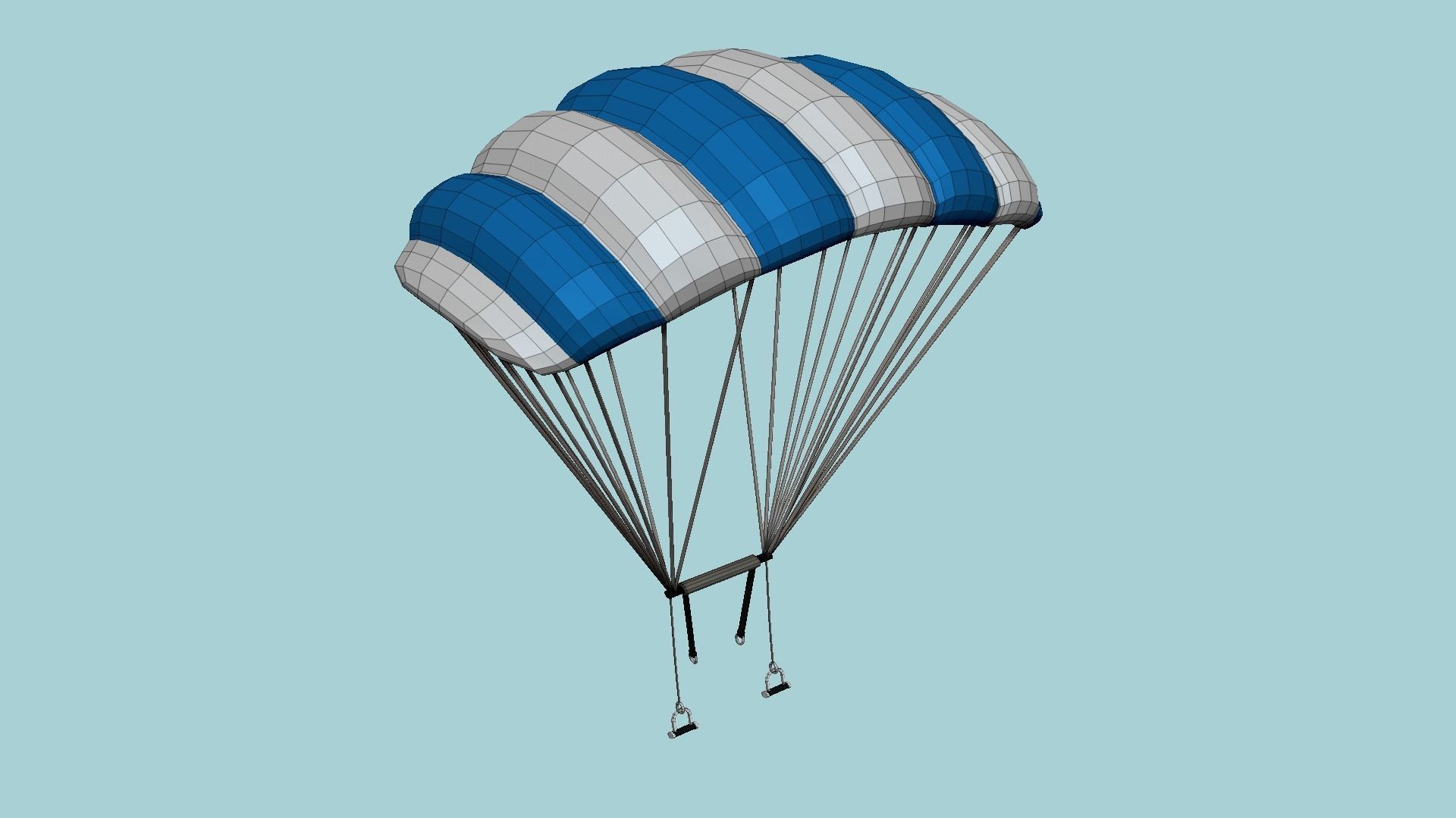 Parachute A03 White Blue - Character Accessories Design Low-poly 3D model_7