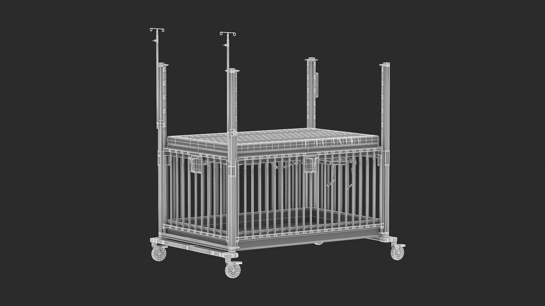 Medical Baby Crib PBR Realistic 3D model_5