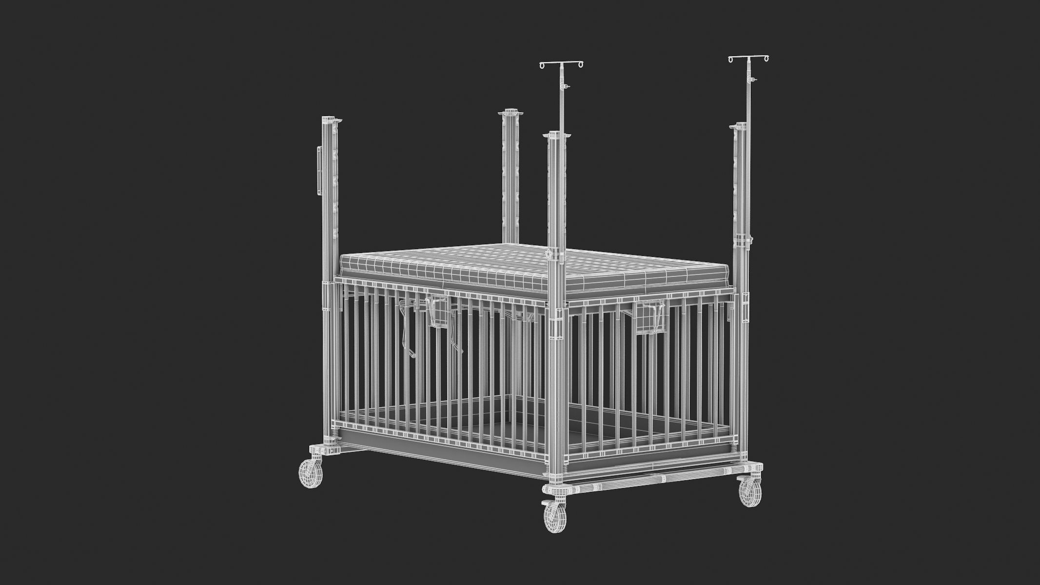 Medical Baby Crib PBR Realistic 3D model_6
